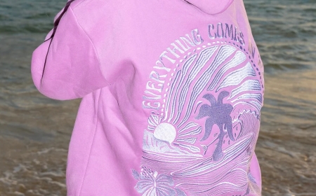 Aesthetics for the Digital Era Pink Palm Puff Hoodie