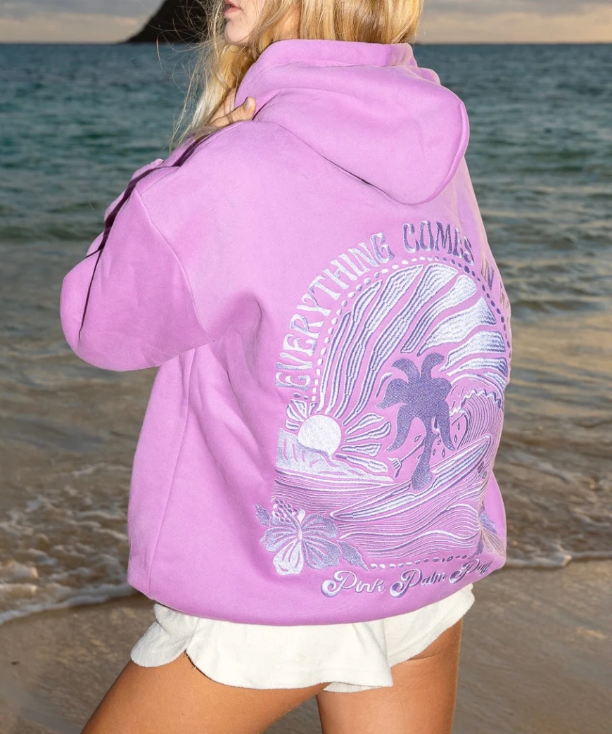 Aesthetics for the Digital Era Pink Palm Puff Hoodie